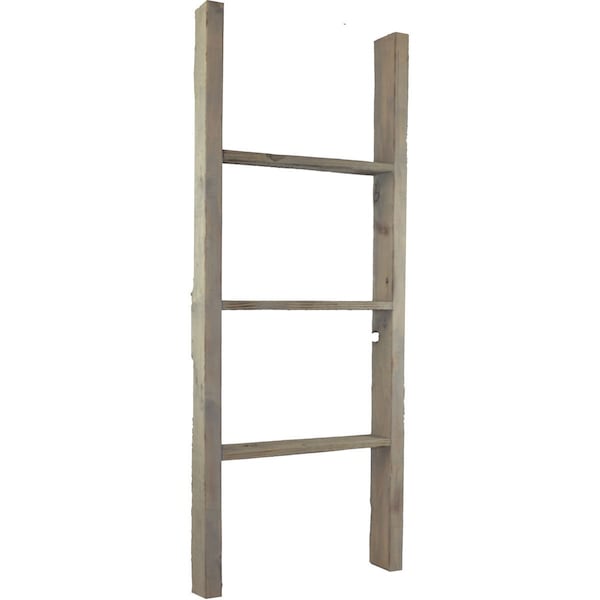 Ekena Millwork 19"W x 48"H x 3 1/2"D Vintage Farmhouse 3 Rung Ladder, Barnwood Decor Collection, Reclaimed Grey DECR019X048X04LDRGY - main